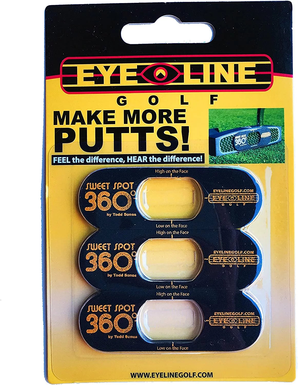 EyeLine Golf Sweet Spot 360 Degree - Training Aid to Set up Perfect Stroke for the Putter (Pack 3)
