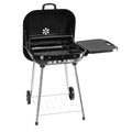 28 Portable Charcoal Grill with Wheels and Foldable Side Shelf, Large BBQ Smoker with Adjustable Vents on Lid for Outdoor Party Camping Picnic