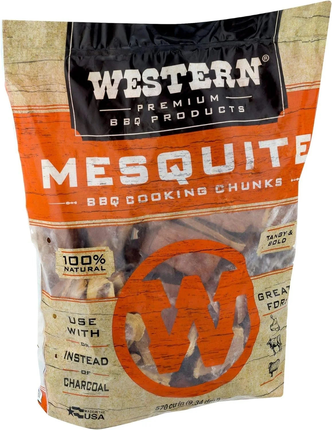 Western Premium BBQ Bagged and Heat Treated Wood Cooking Chunks, for Charcoal or Gas Grills and Smokers, Mesquite Flavor, 1.3 Cubic Feet4