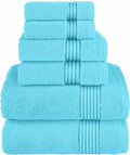 100% Turkish Cotton 6 Pcs Bath Towel Set, Luxury Bath Towels for Bathroom, Soft & Absorbent Bathroom Towels Set (2 Bath Towels, 2 Hand Towels, 2 Washcloths), Aqua