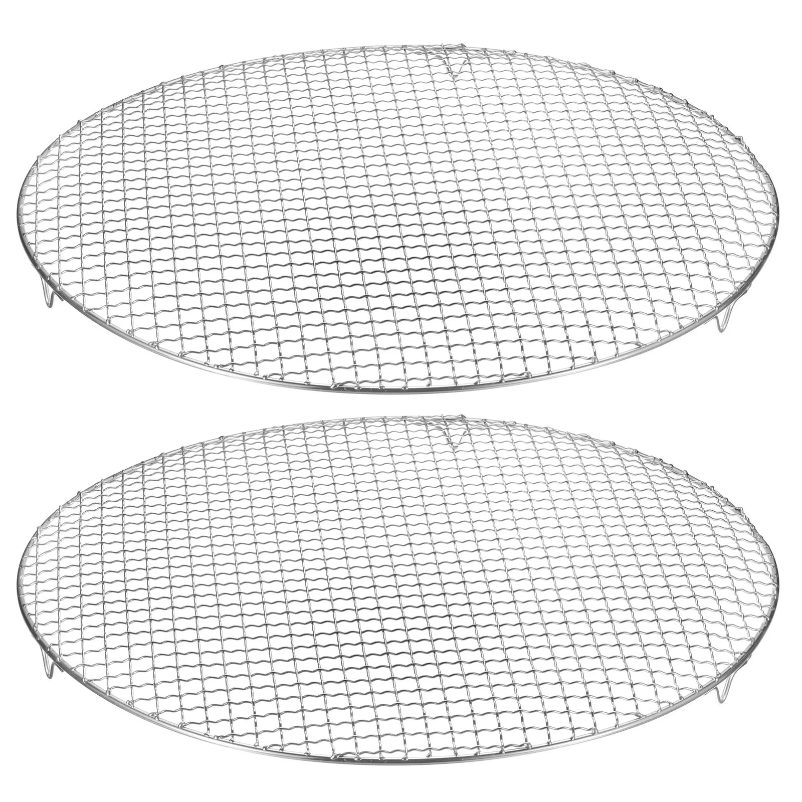 Uxcell 2pcs Round Cooking Rack, 15-inch 201 Stainless Steel Cross Wire Barbecue Grill Net Racks with 20mm Legs