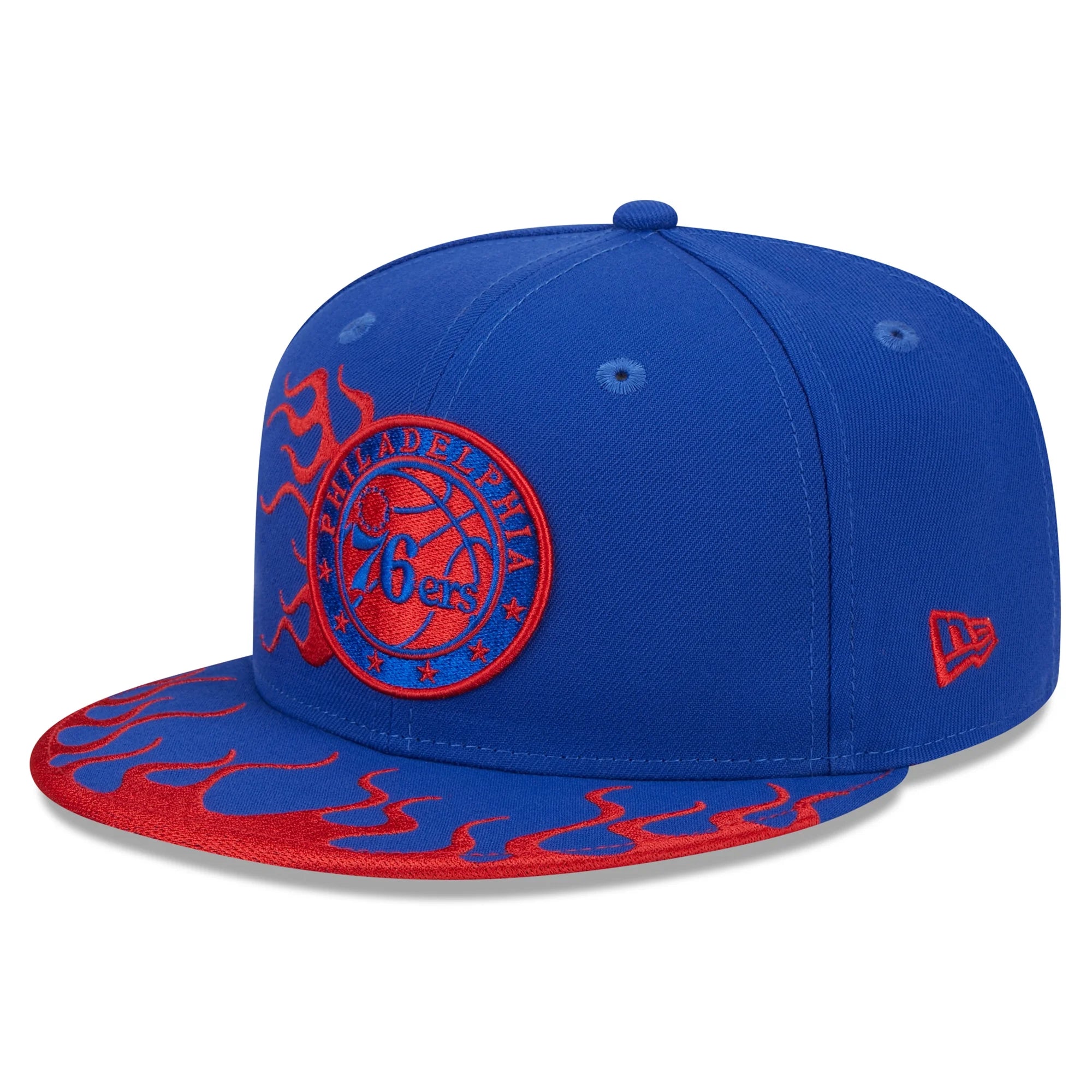 Men's New Era Royal Philadelphia 76ers  Rally Drive Flames 9FIFTY Snapback Hat - OSFA