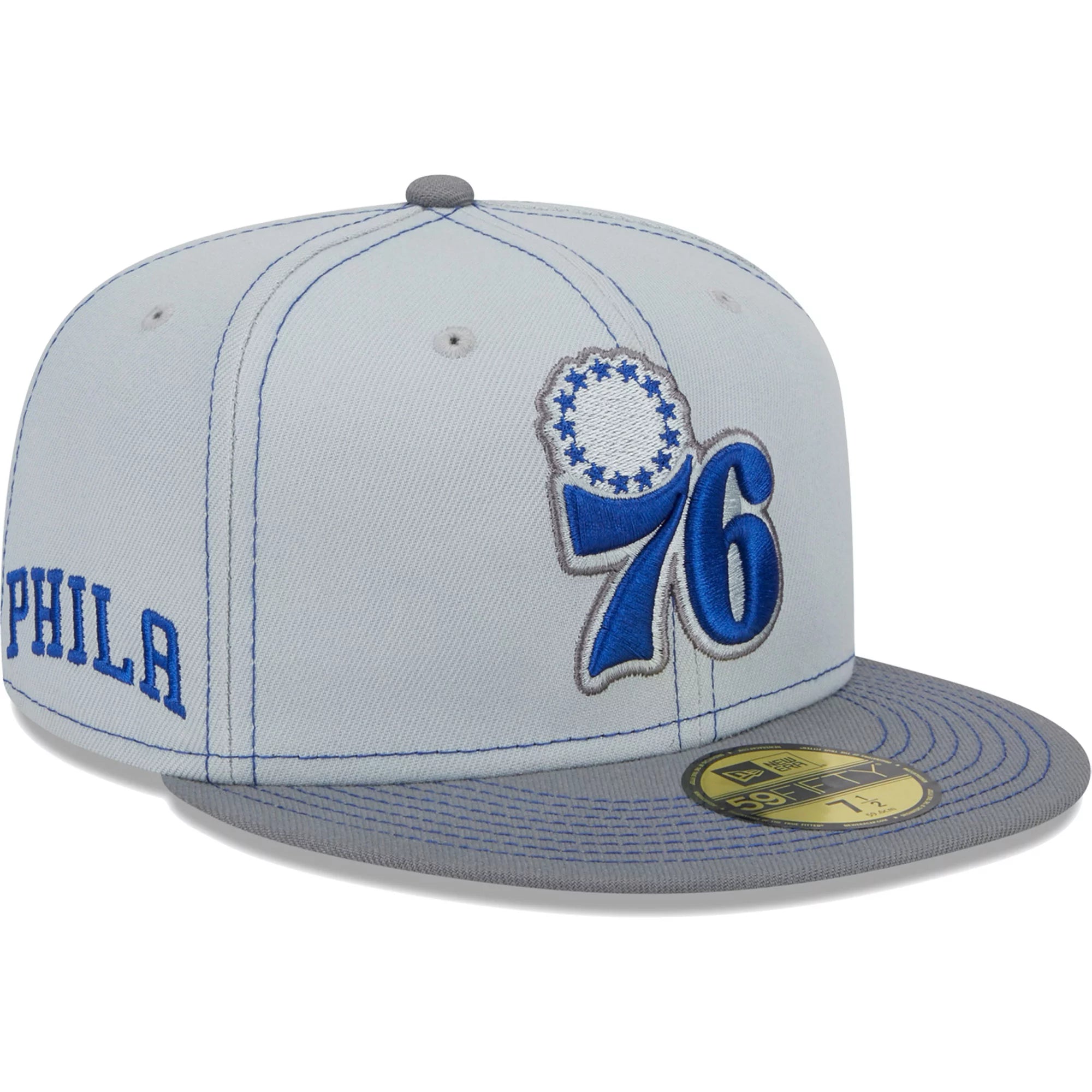 Men's New Era Gray Philadelphia 76ers Color Pop 59FIFTY Fitted Hat
