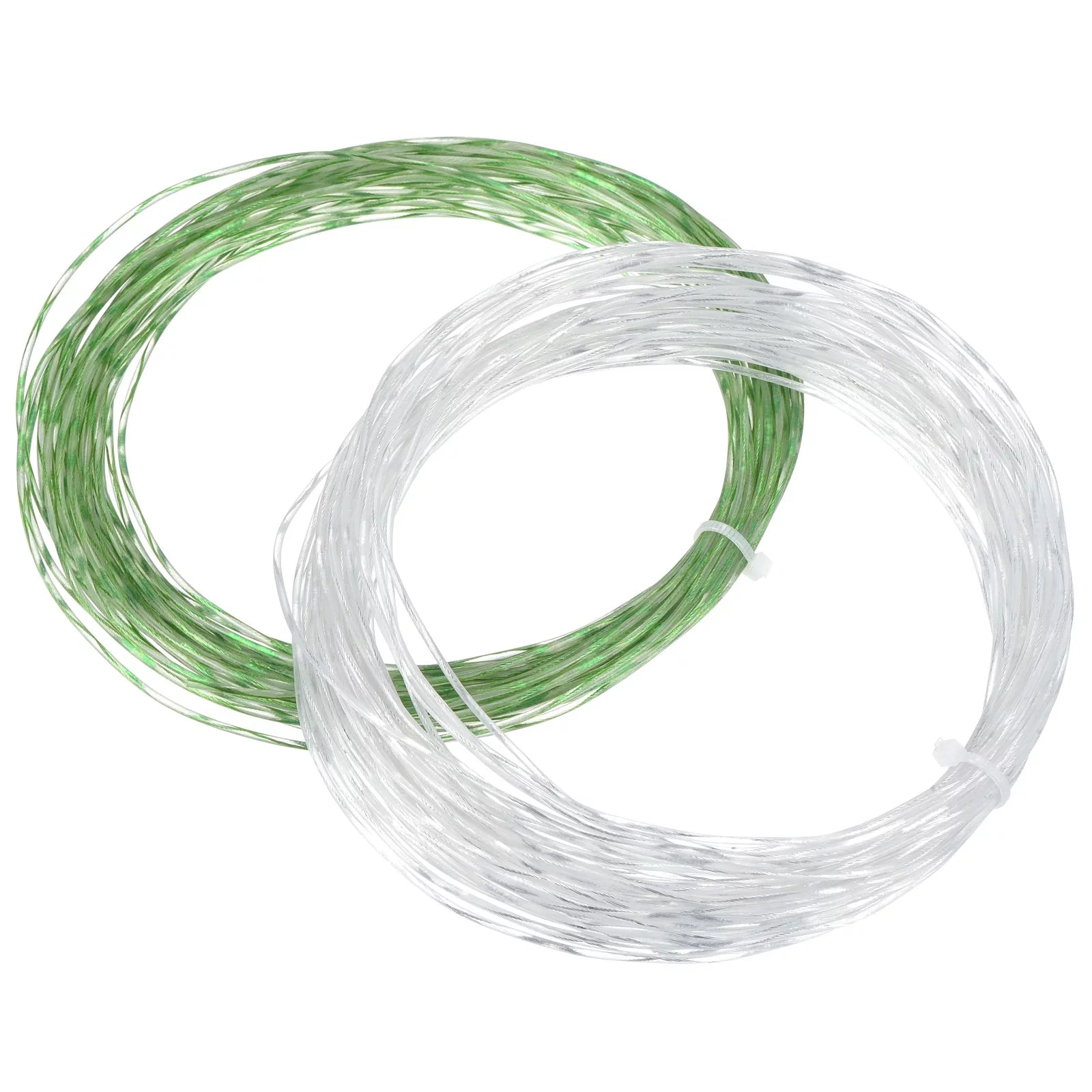 Uxcell 16G 40ft 1.3mm High Elasticity Tennis Racquet String Nylon Clear Soft Thread, White/Green 2 Pack