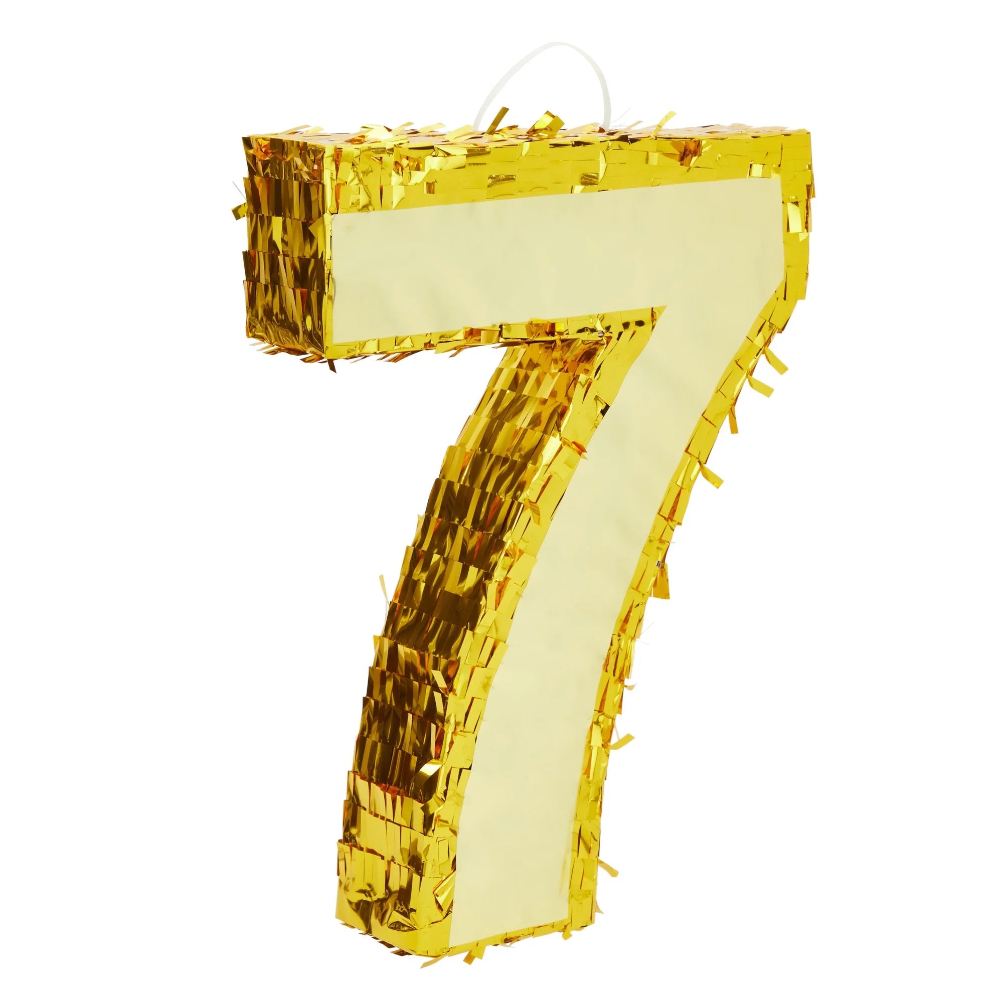 Gold Foil Number 7 Pinata for 7th Birthday Party Supplies, Anniversary Celebration (Small, 16.5 x 11 x 3 In)