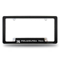 Philadelphia NBA 76'ers Chrome Metal License Plate Frame with Carbon Fiber Design, Sixers