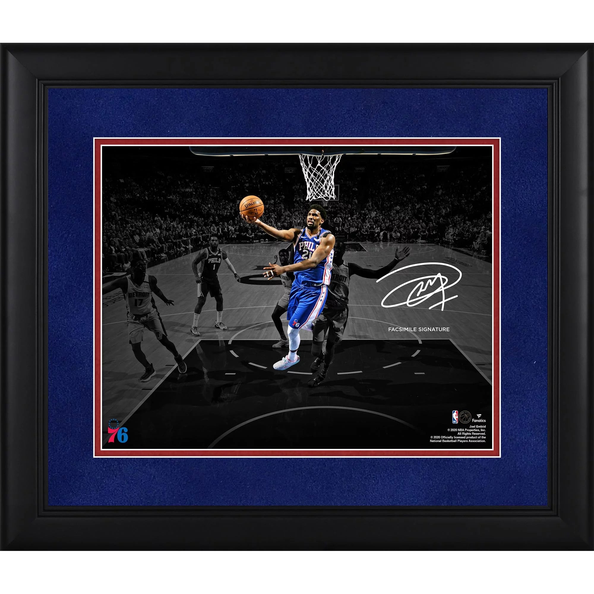 Joel Embiid Philadelphia 76ers Framed 11 x 14 Spotlight Photograph - Facsimile Signature - Fanatics Authentic Certified