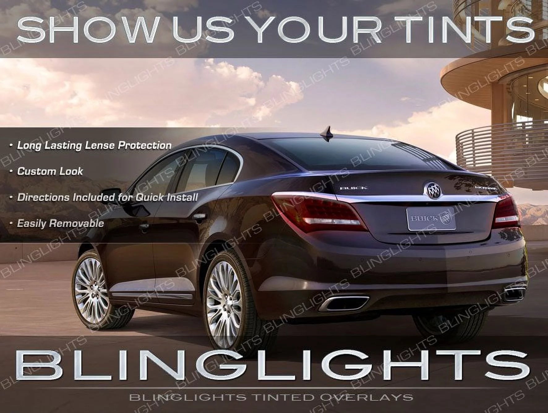 For Buick LaCrosse Smoked Tail Light Vinyl Lamp Overlays Kit Tinted Protection Film