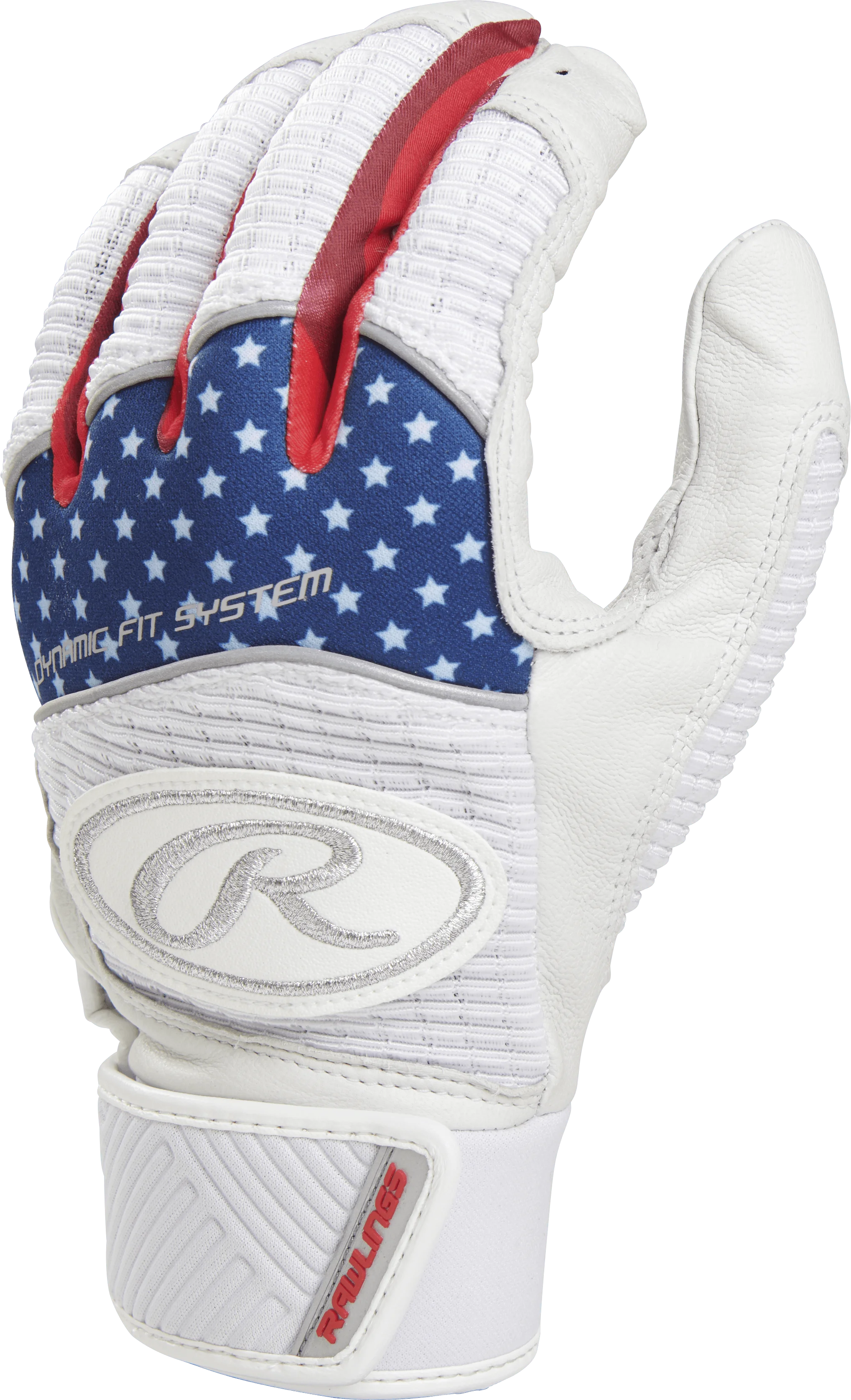 Rawlings Workhorse Batting Gloves, Adult Medium - Red/White/Blue