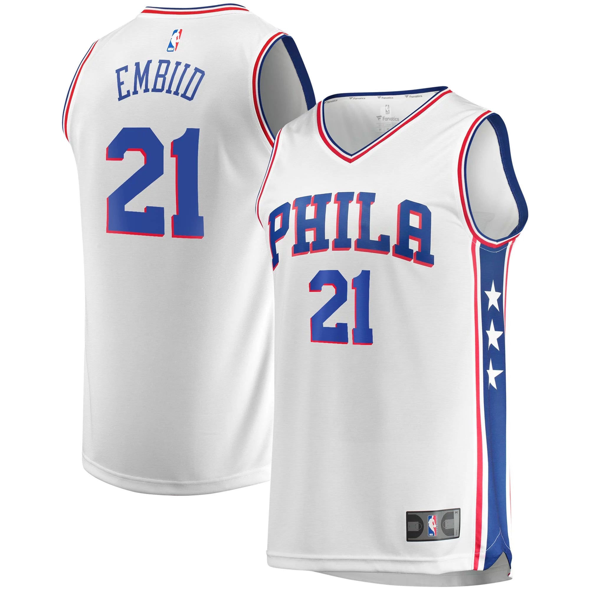 Youth Fanatics Branded Joel Embiid White Philadelphia 76ers 2019/20 Fast Break Replica Player Jersey - Association