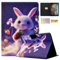 Dteck Case for Kindle Fire HD 10 / HD 10 Plus (11th Generation 2021) with Auto Wake Sleep, Slim Lightweight Cute Pattern Folio Case with Card Slots Multi-Angle Viewing Stand Protective Cover,Rabbit