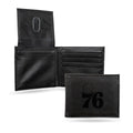 Philadelphia NBA 76'ers Laser Engraved Black Billfold Wallet, Sixers