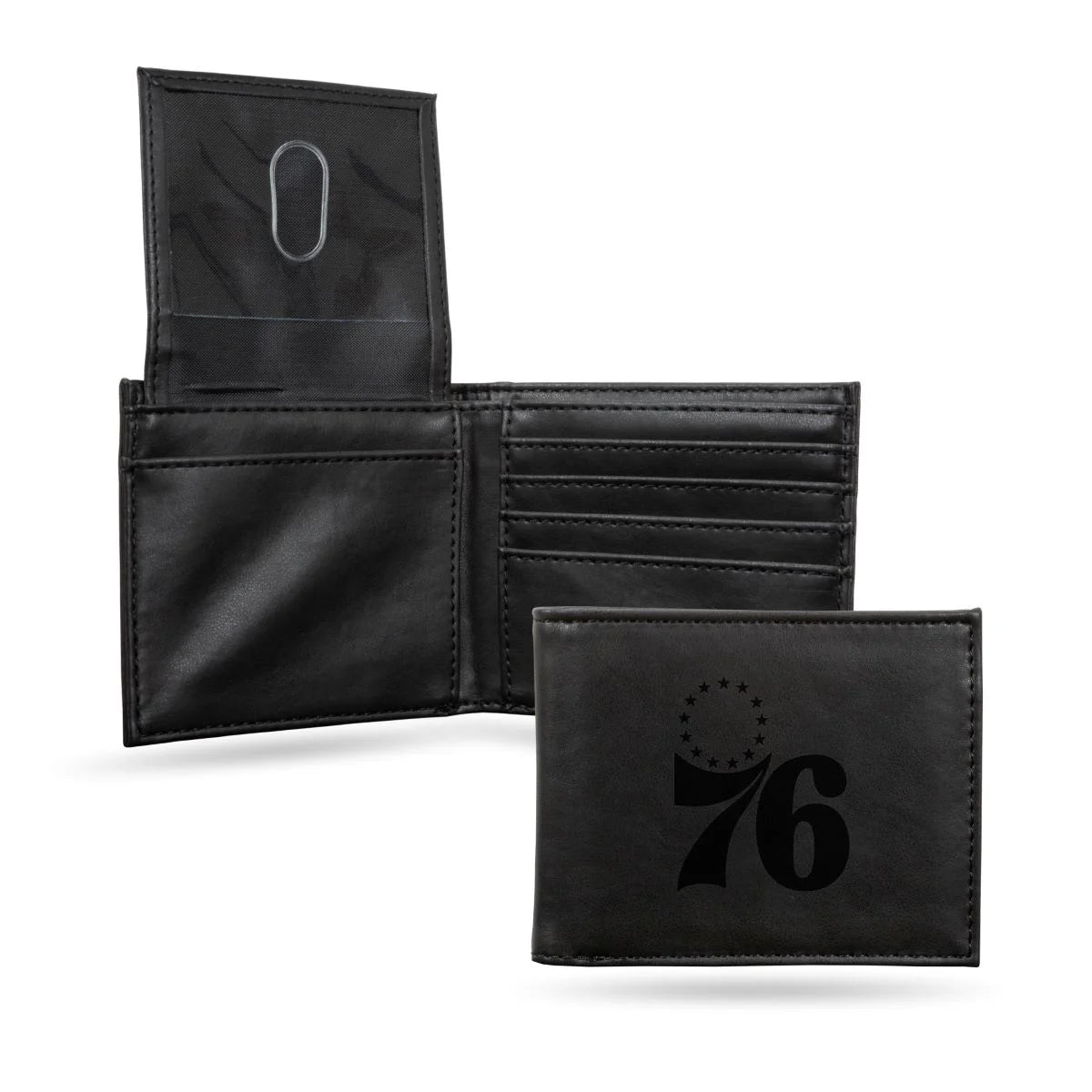 Philadelphia NBA 76'ers Laser Engraved Black Billfold Wallet, Sixers