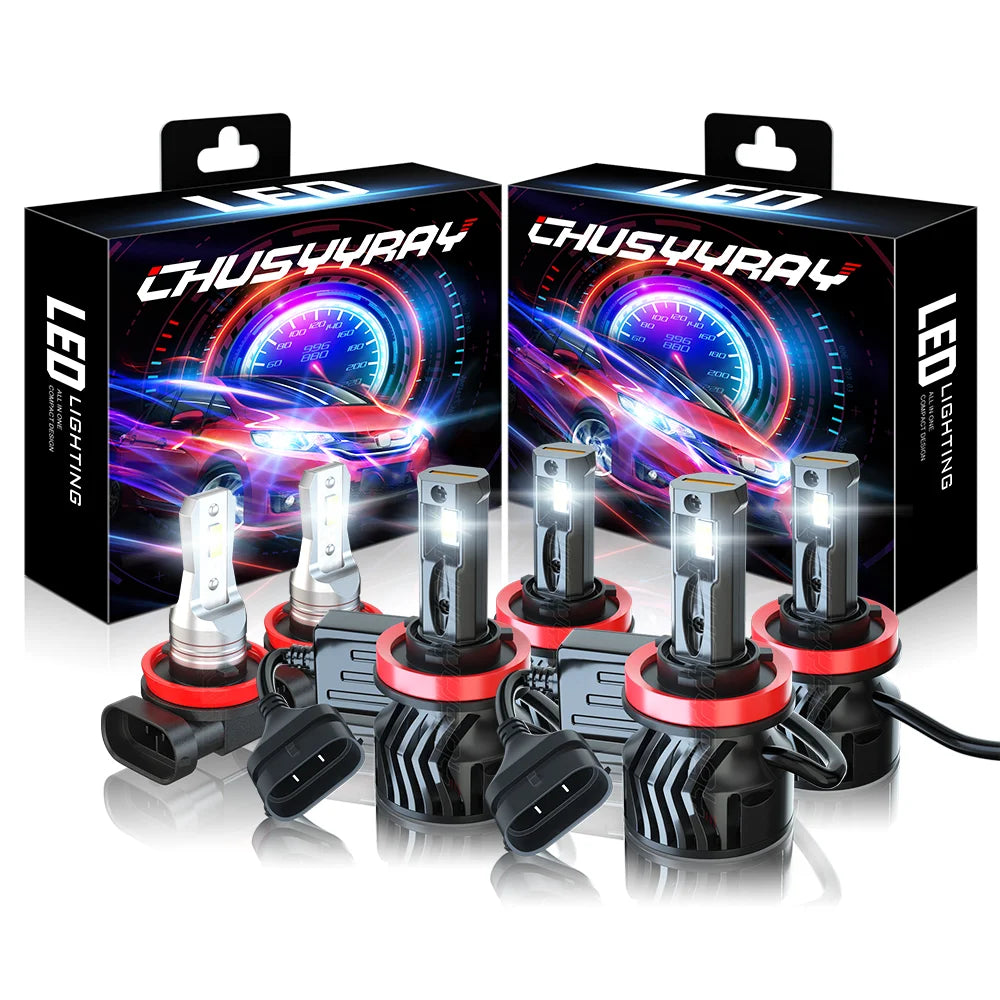 CHUSYYRAY For Buick LaCrosse 10-13 6x 6000k H9 H11 LED Headlight Hi/Lo Beam Fog Light Bulbs