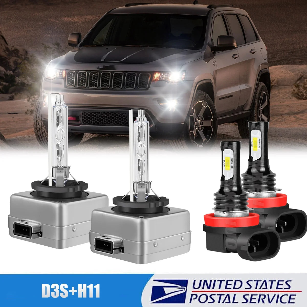 For Buick Lacrosse 2017- 2019 D3S Xenon Headlight Bulbs and H11 LED Fog light Bulbs