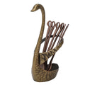 Spoon Cutlery Spoon Dessert Set Swan Tableware Fruit Spoon Cutlery with an ergonomical Handle for Drinking Coffee(Red Ancient Feather swan Plus Spoon)