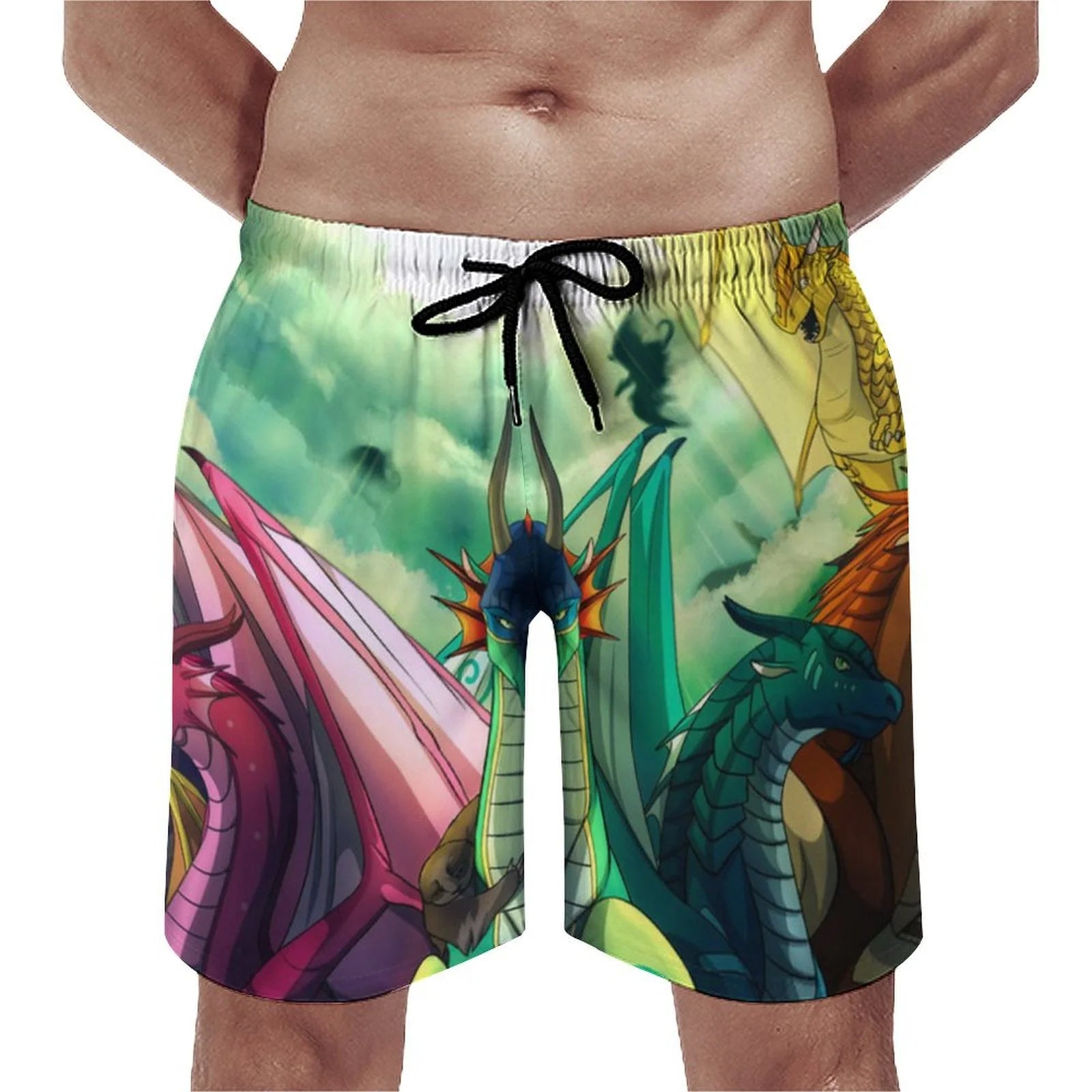 Fantasy Wings Of Fire Men's Swim Trunks Quick Dry Beach Board Shorts Summer Beachwear Swimwear Swim Shorts With Mesh Lining And Pockets