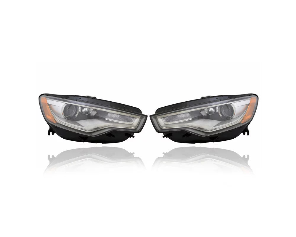 Headlight - Compatible/Replacement for '12-18 Audi A6/S6 - Xenon, Without Auto Level & Adaptive Frontlight System - Pair, Left Driver + Right Passenger Set - 4G0941044E, 4G0941043E