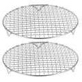 Uxcell 2pcs Round Cooking Rack, 9.6-inch 201 Stainless Steel Cross Wire Barbecue Grill Net Racks with 20mm Legs
