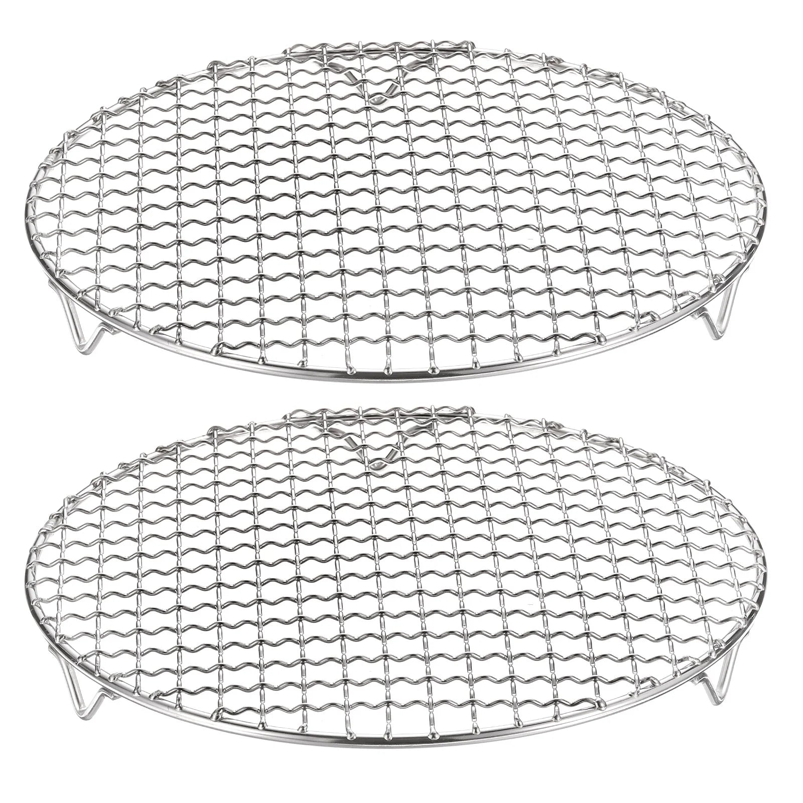 Uxcell 2pcs Round Cooking Rack, 9.6-inch 201 Stainless Steel Cross Wire Barbecue Grill Net Racks with 20mm Legs