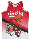 Tasmanian Taz Devil Portland Rip City Men's Headgear Classics Embroidered Basketball Jersey (X-Large)
