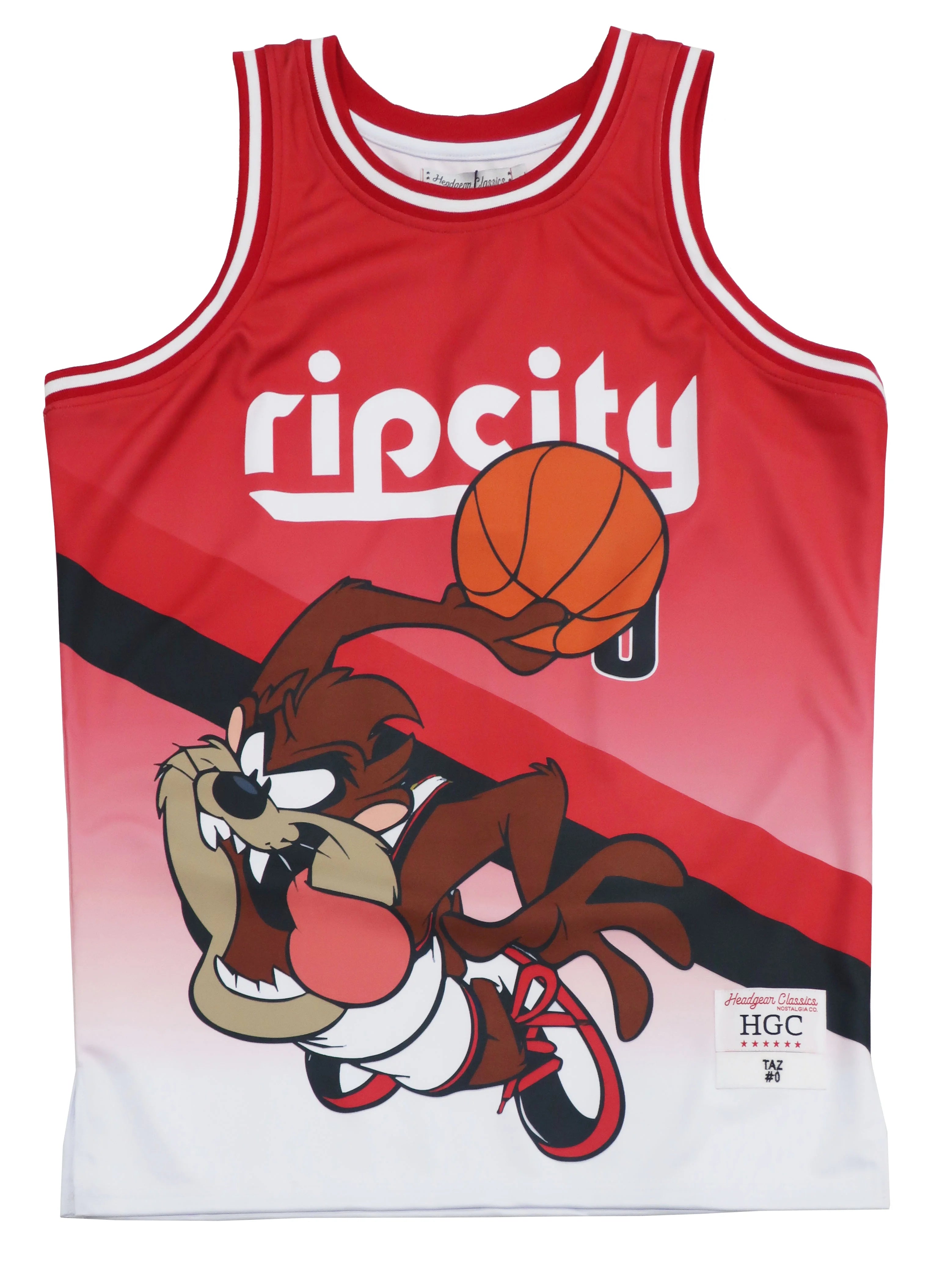 Tasmanian Taz Devil Portland Rip City Men's Headgear Classics Embroidered Basketball Jersey (X-Large)