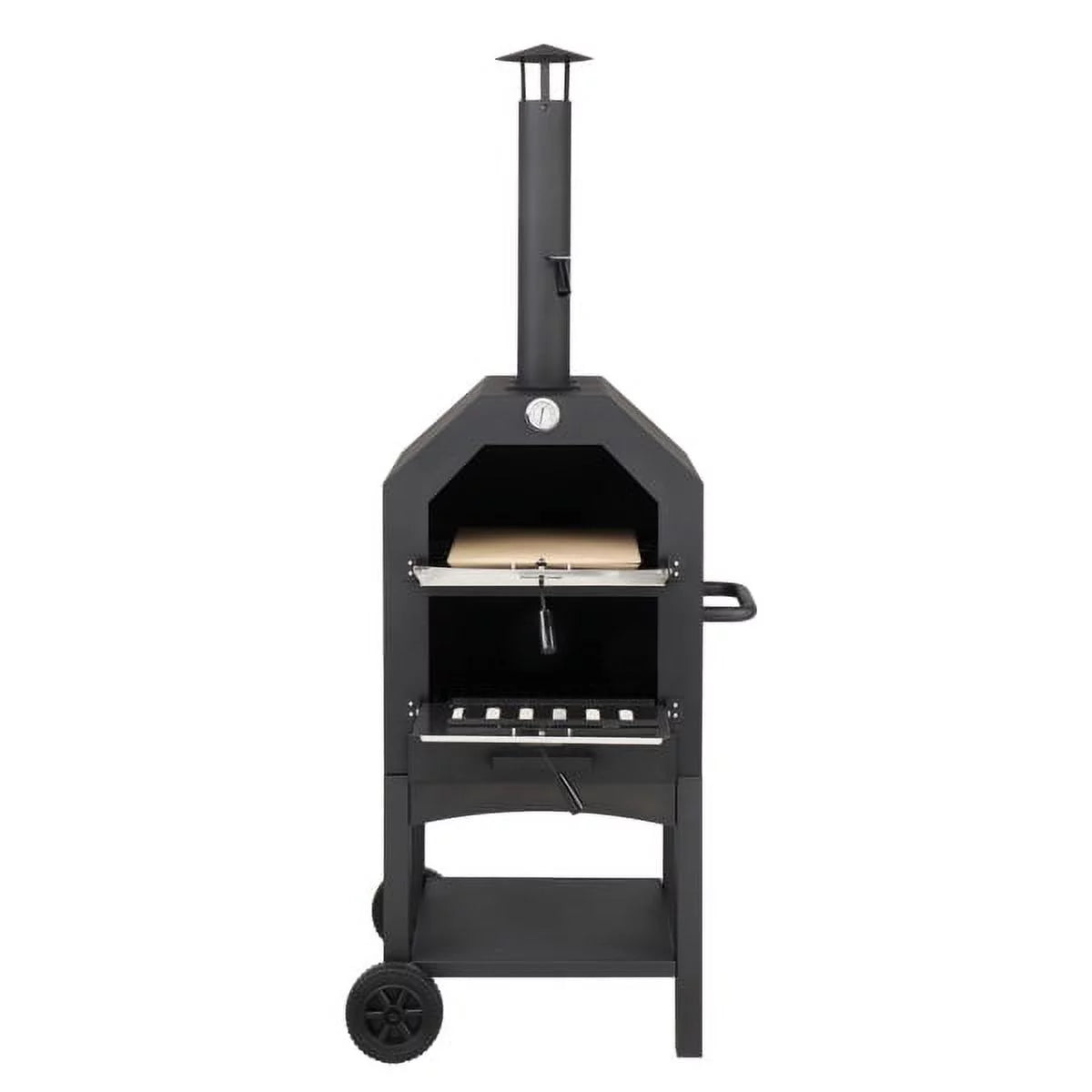 66*57*158cm freestanding with chimney with wheels with pizza stone and pizza spatula Charcoal oven Pizza oven Outdoor Wood Fired Pizza Oven with Pizza Stone, Pizza Peel, Grill Rack, for Backyard and C