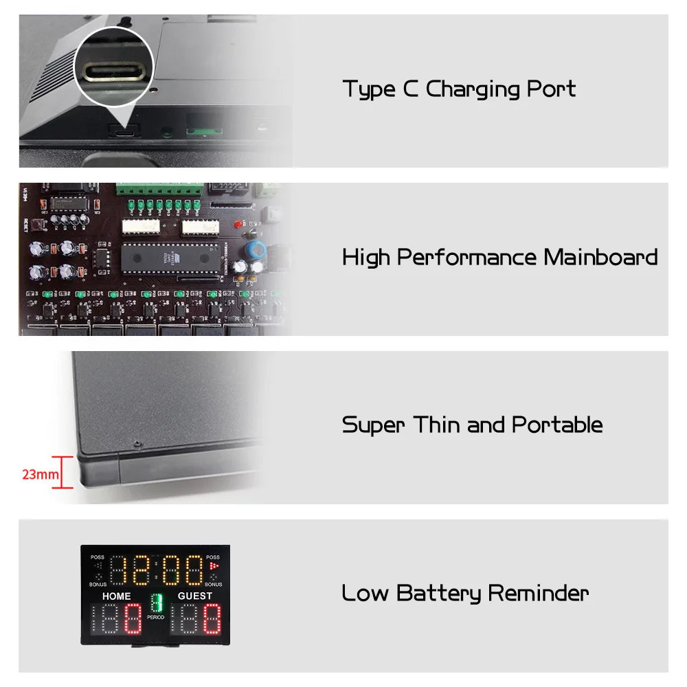 MultiSport Scoreboard Indoor Digital LED Tabletop Score Board for Basketball Volleyball Tennis Boxing Match Game