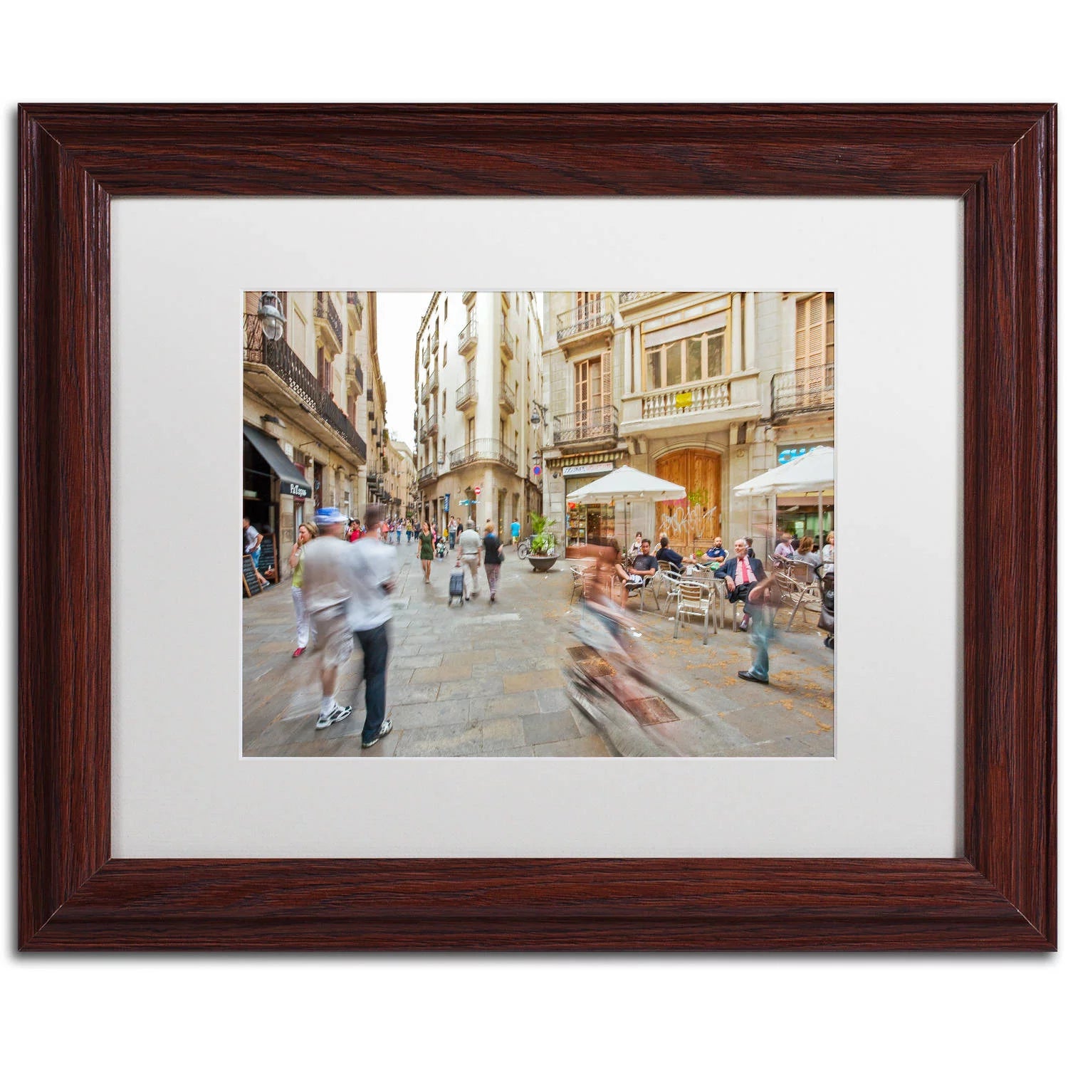 Trademark Fine Art Ghost Biker Rides Gothic Barcelona Canvas Art by Yale Gurney, White Matte, Wood Frame