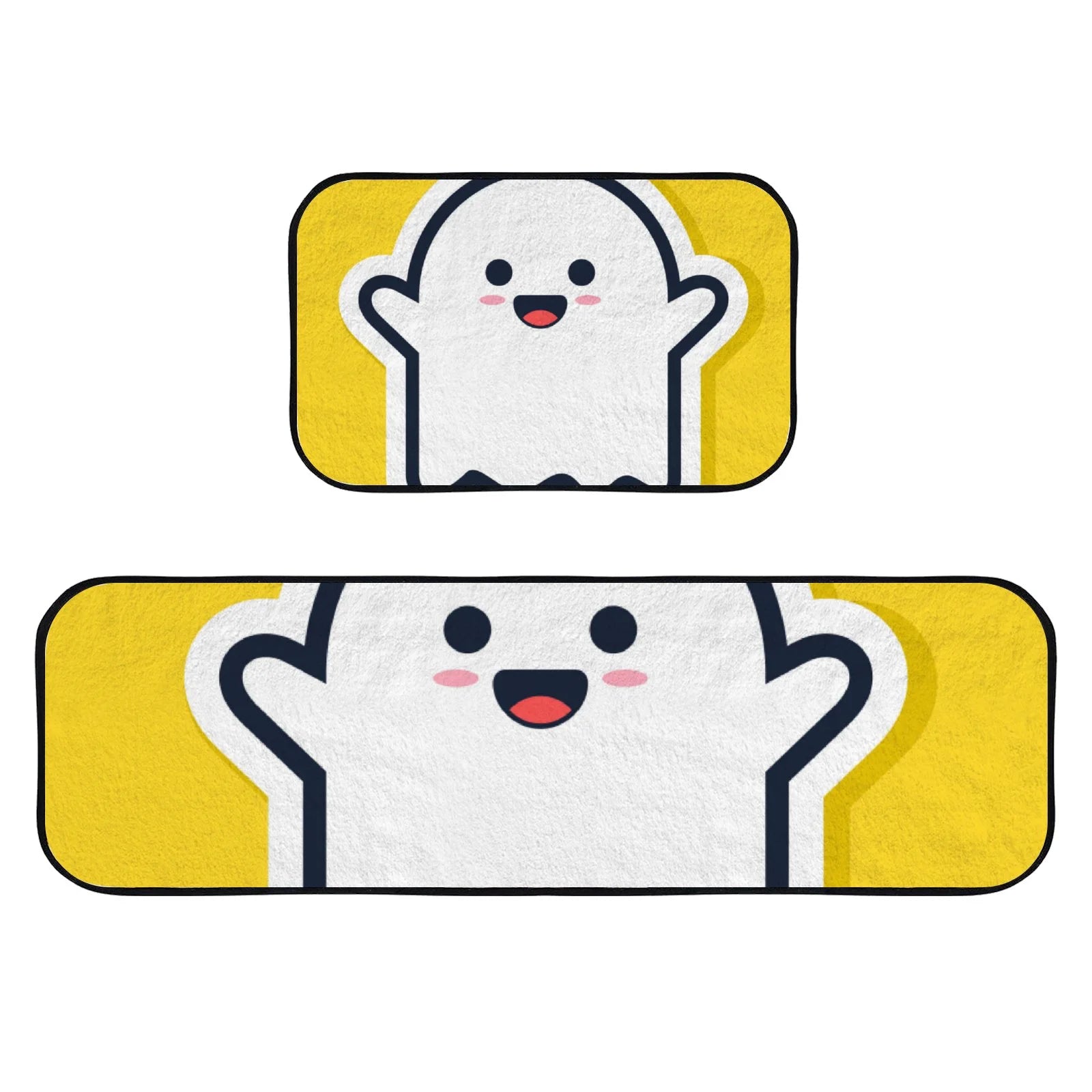 Hidove Kitchen Mats Set of 2, Fun and Cute Little Ghost Anti-Fatigue Comfort Mat Carpet, Non-Slip Runner Rugs for Living Room Laundry Room Hallway 27x19+46x19in