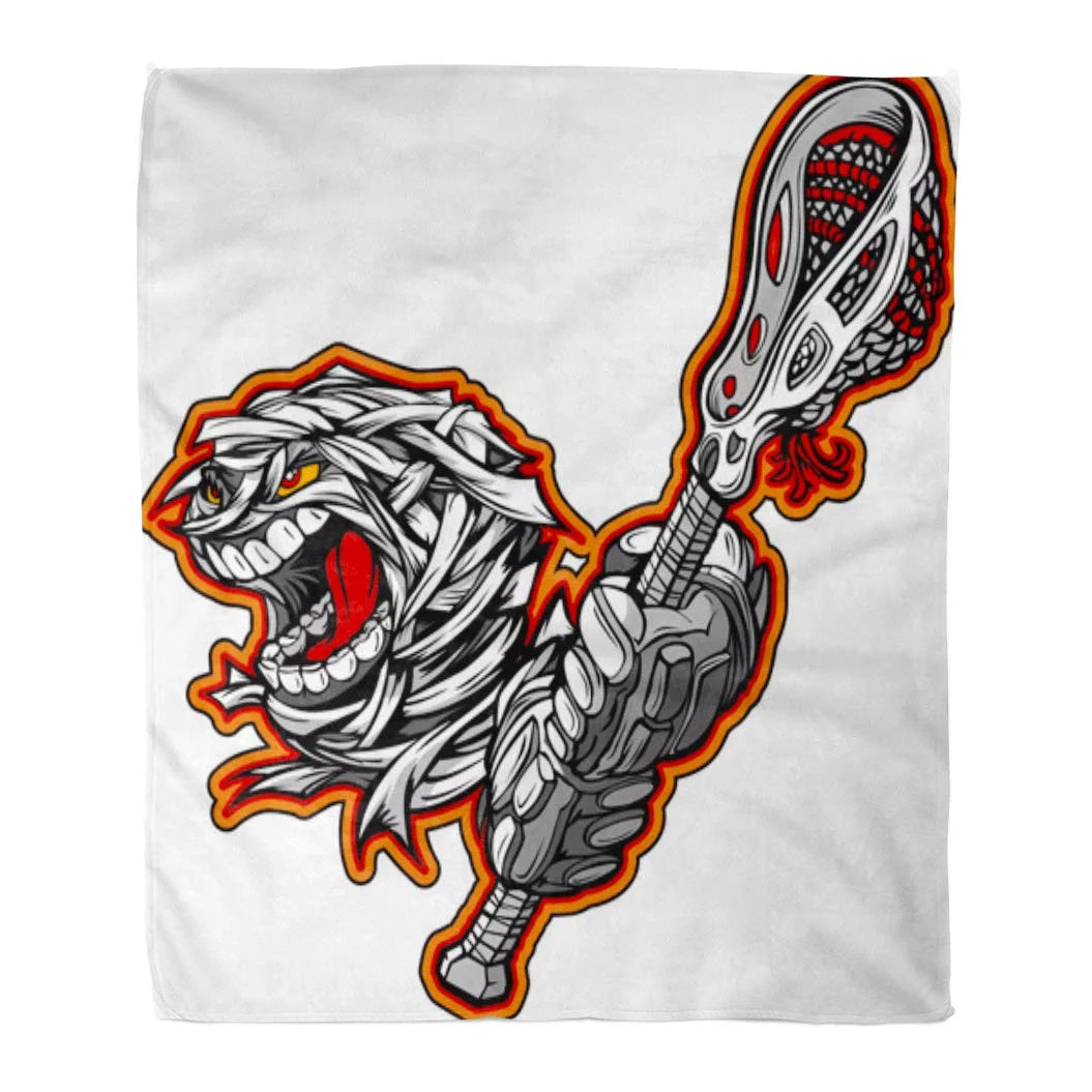 ASHLEIGH 58x80 inch Super Soft Throw Blanket Cartoon of Scary Screaming Halloween Monster Mummy Head with Lacrosse Stick Home Decorative Flannel Velvet Plush Blanket