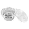 Uxcell Round Aluminum Foil Pan Clear Lid 8.8oz Disposable Trays Take Out Barbecue Baking Roasting Containers 12 Pack