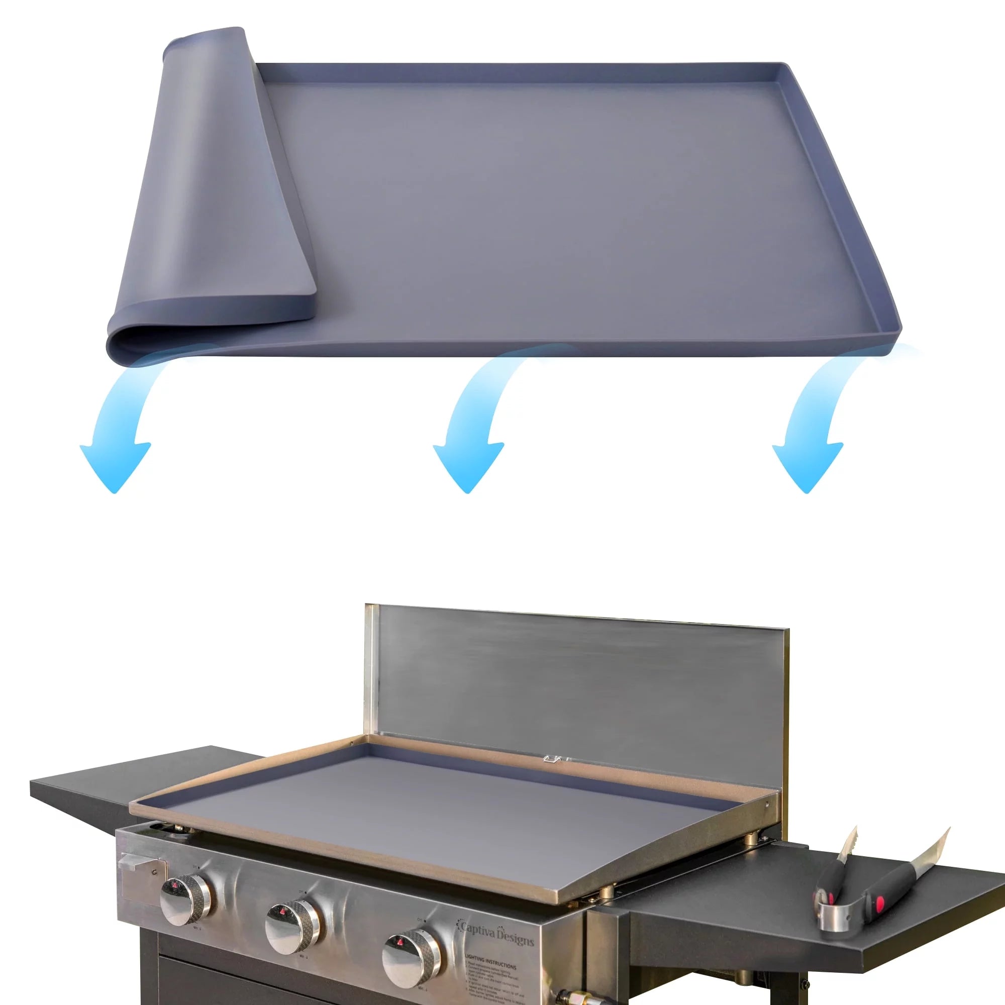 Arogan Silicone Griddle Mat for Blackstone 36 Inch Griddle, Heavy Duty Food Grade Silicone Mat, Protect Griddle from Rodents, Insects, Debris, and Rust, All Season Cooking Protective Cover, Gray