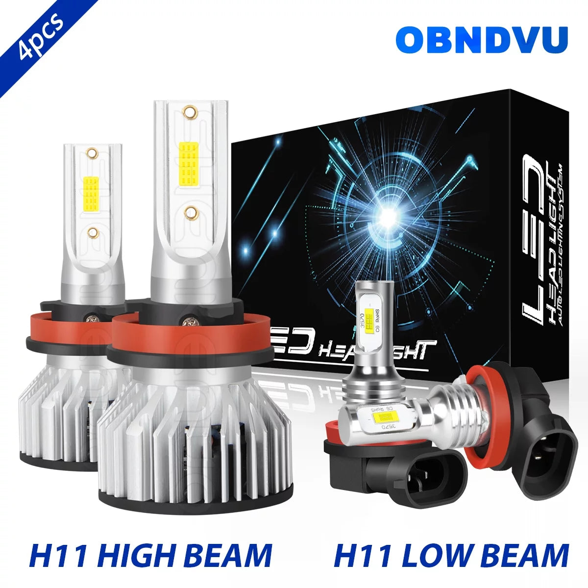 For Buick LaCrosse 2005-2013 LED Headlight Bulbs Kit High Low Beam 6000K White 4pcs
