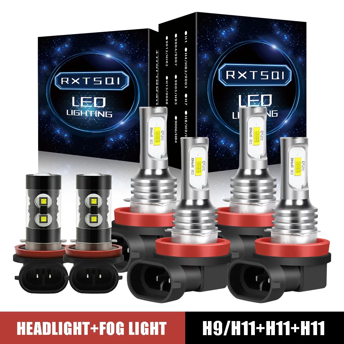 RXTSQI for Buick LaCrosse 2005-2013 - 6PC 6000K H9+H11+H11 LED Headlights+ Fog Light Bulbs Kit,3570