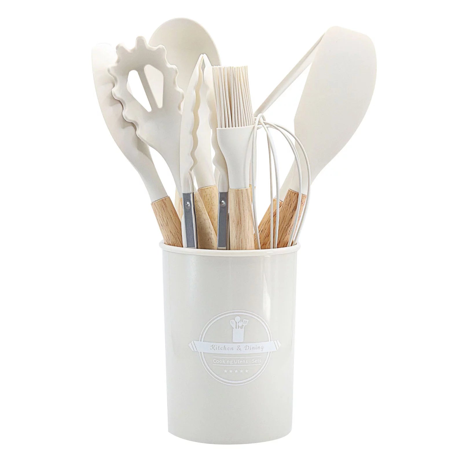 GBSELL Home Clearance Cooking Non-stick Pan Storage Bucket Wooden Handle Silicone Kitchenware 12-piece Silicone Kitchenware Set Gifts for Women Men Mom Dad