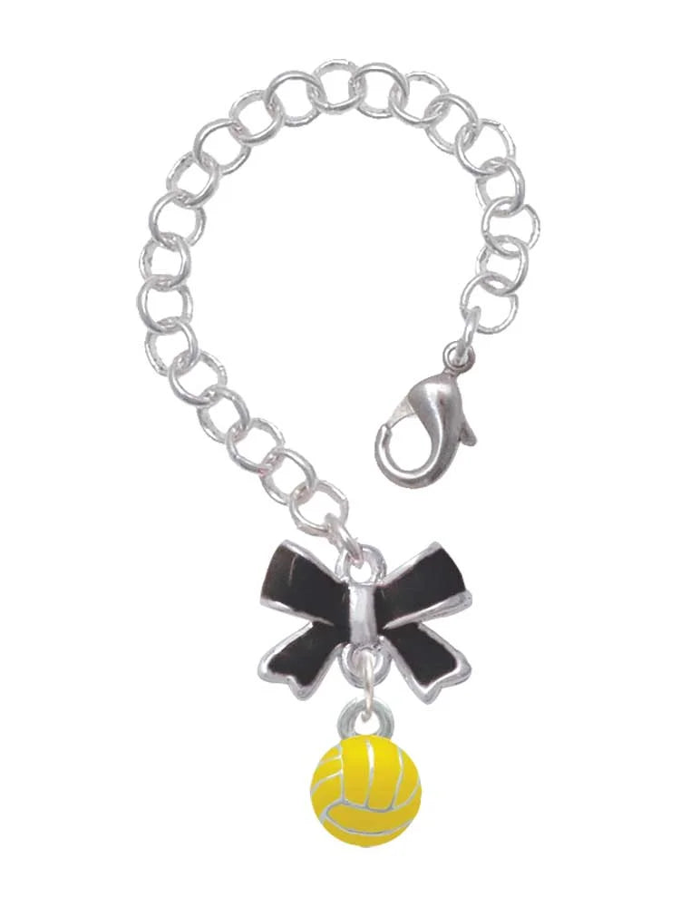 Delight Jewelry Silvertone 3-D Enamel Water Polo - Silvertone Black Bow Charm Accessory for Tumblers and Thermal Cups